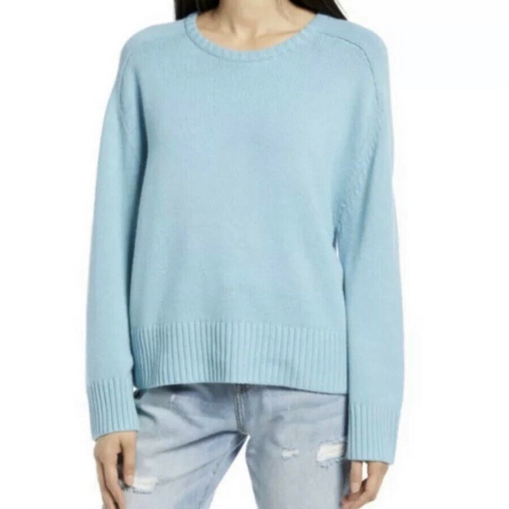 TREASURE & BOND NEW Oversize Crewneck Pullover in Blue Milky